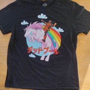 Marvel Deadpool Black Short Sleeve Tee with Graphic Design